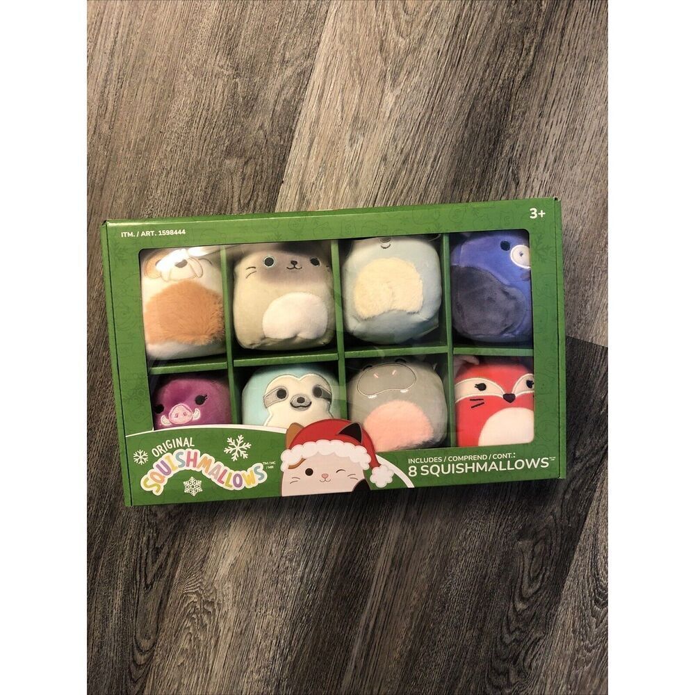 Squishmallows Ultra-Soft 4-Inch Christmas Holiday Tree Ornaments, 8 Pack. Sealed